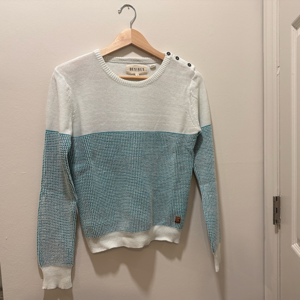 White & Teal Sweater